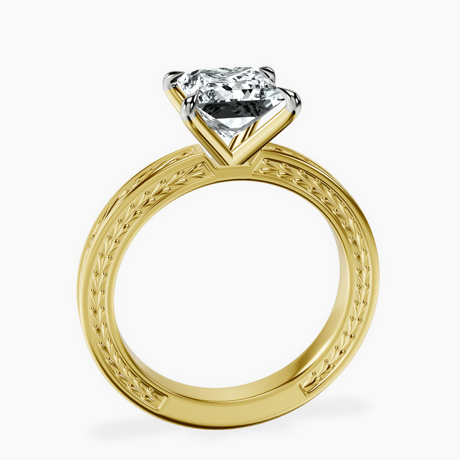 18ct Yellow Gold Ivory Vintage Solitaire Lab Diamond Ring side right image one