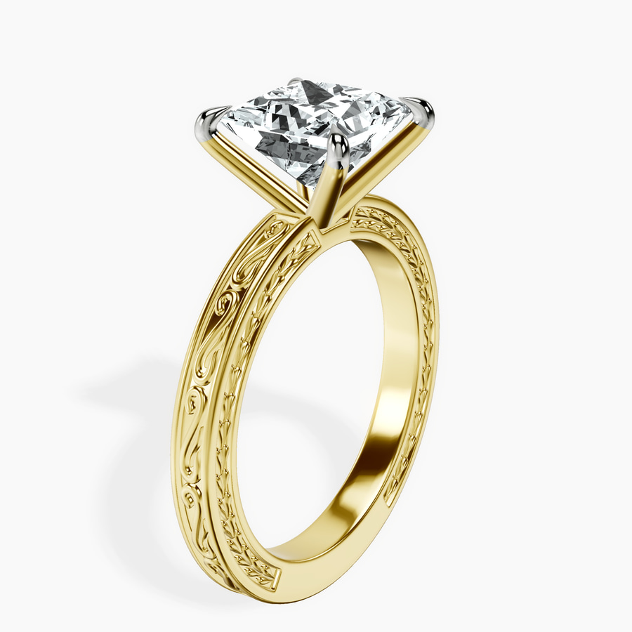 18kt Yellow Gold Ivory Vintage Solitaire Lab Diamond Ring standing product image one