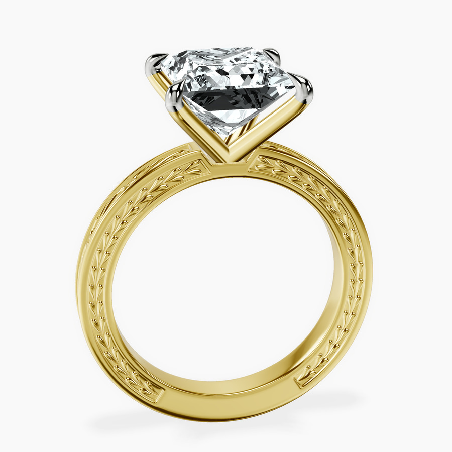14kt Yellow Gold Ivory Vintage Solitaire Lab Diamond Ring side right image one