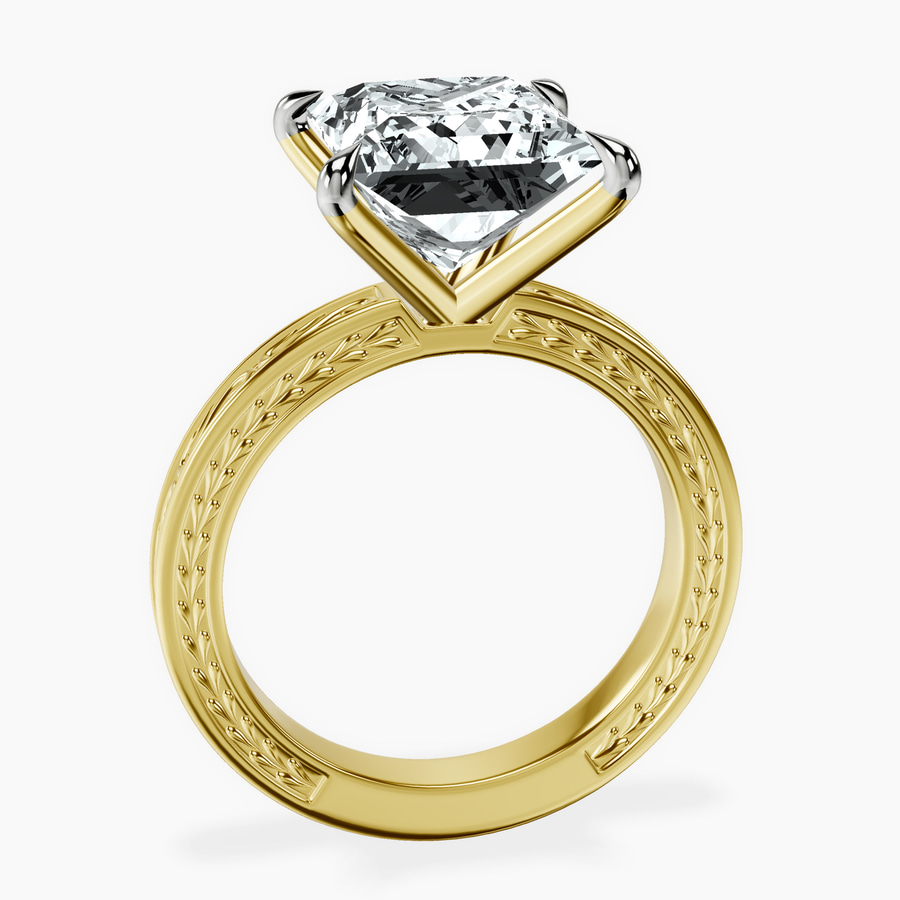 10kt Yellow Gold Ivory Vintage Solitaire Lab Diamond Ring side right image one