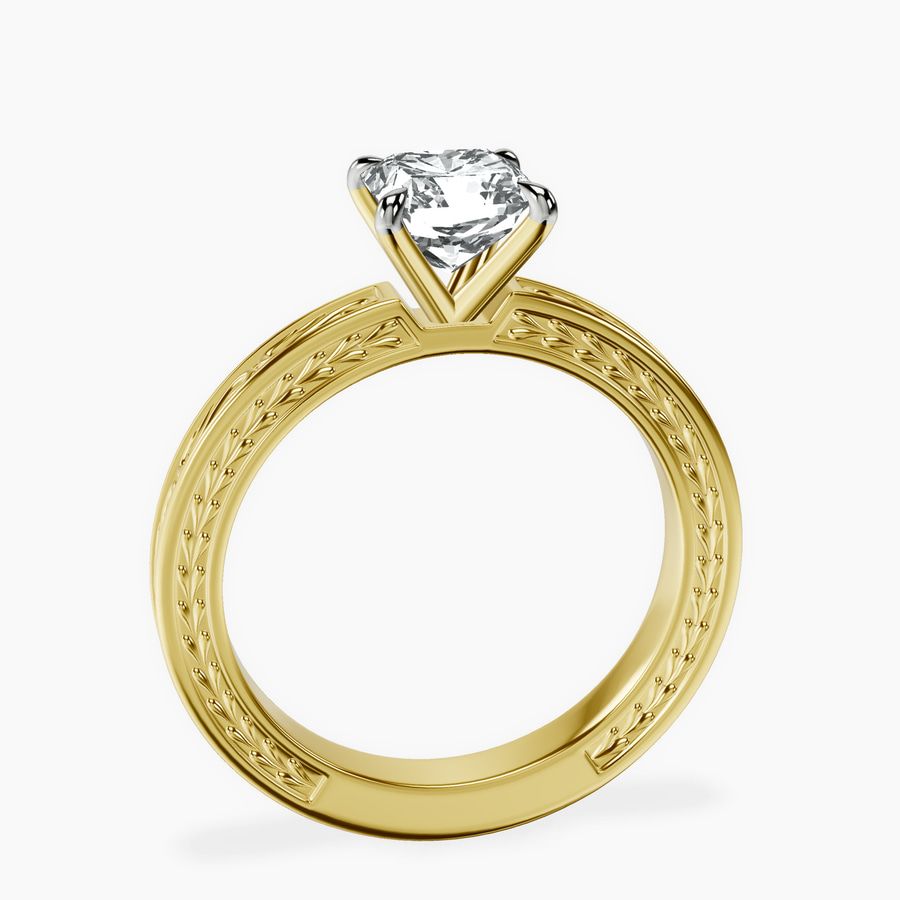 18kt Yellow Gold Ivory Vintage Solitaire Lab Diamond Ring side right image one