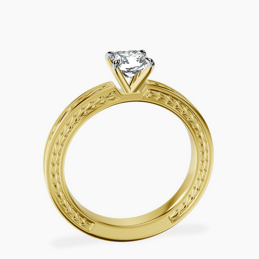 18kt Yellow Gold Ivory Vintage Solitaire Lab Diamond Ring side right image one