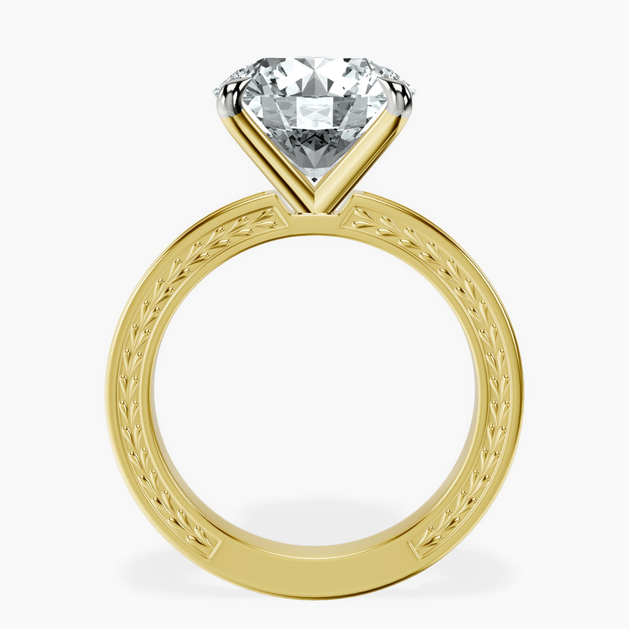 14kt Yellow Gold Ivory Vintage Solitaire Lab Diamond Ring side right image one
