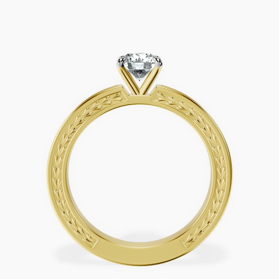14kt Yellow Gold Ivory Vintage Solitaire Lab Diamond Ring side right image one