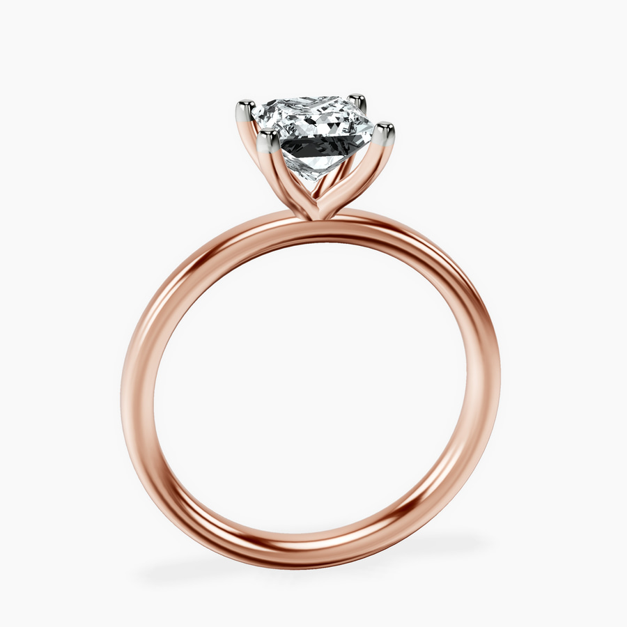 10kt Rose Gold Four Prong Solitaire 2mm Lab Diamond Ring side right image one