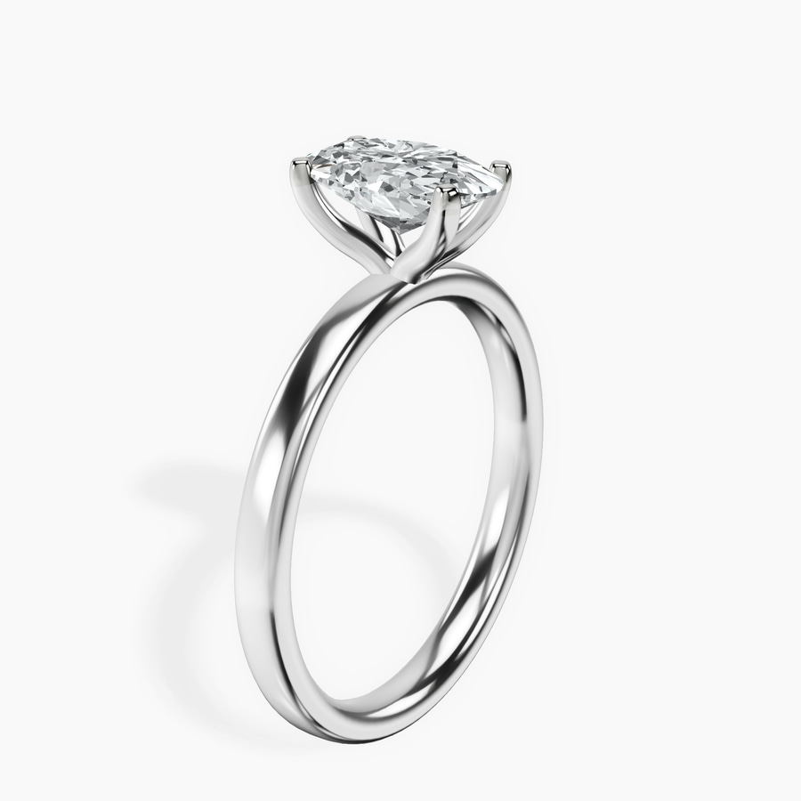 18kt White Gold Four Prong Solitaire 2mm Lab Diamond Ring standing product image one