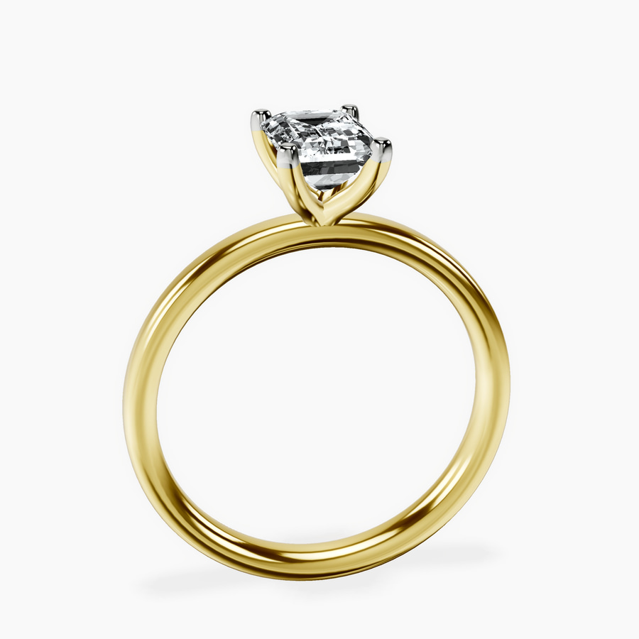 14kt Yellow Gold Four Prong Solitaire 2mm Lab Diamond Ring side right image one