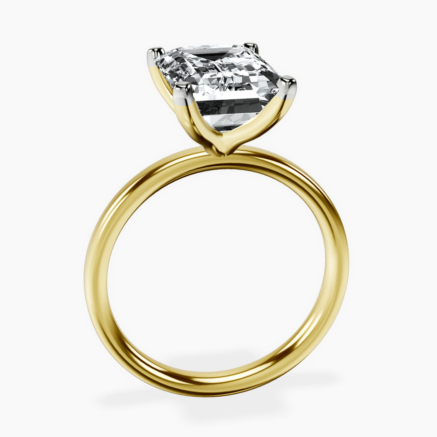 10kt Yellow Gold Four Prong Solitaire 2mm Lab Diamond Ring side right image one