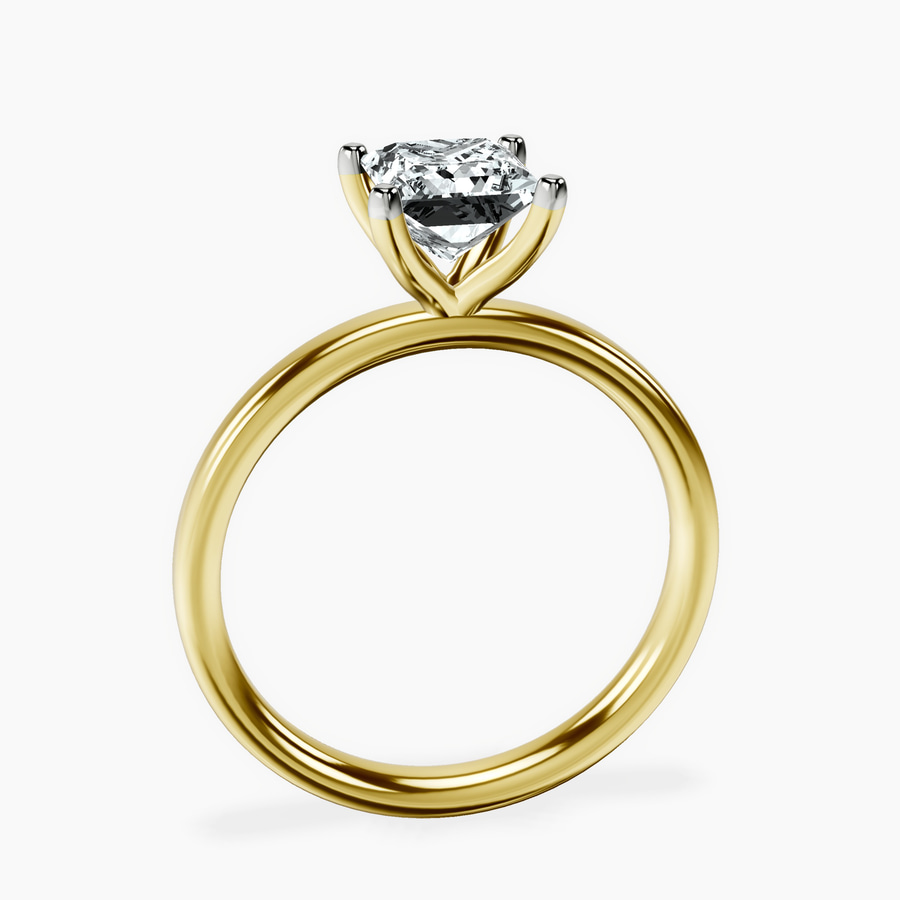 10kt Yellow Gold Four Prong Solitaire 2mm Lab Diamond Ring side right image one