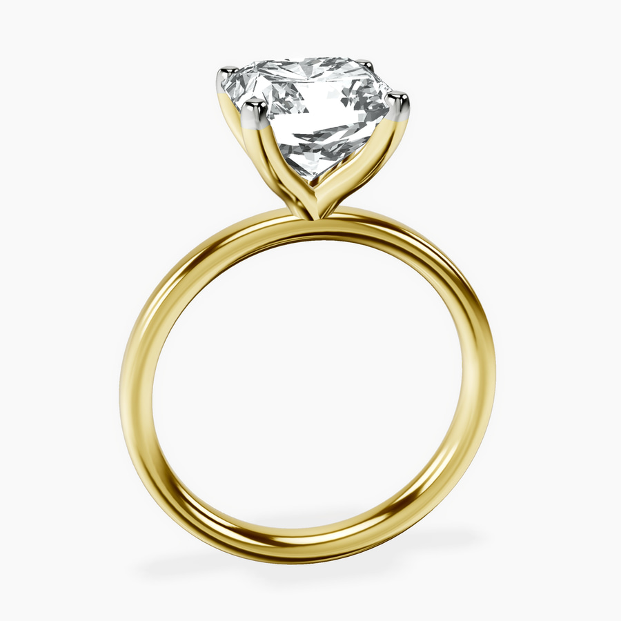 14kt Yellow Gold Four Prong Solitaire 2mm Lab Diamond Ring side right image one