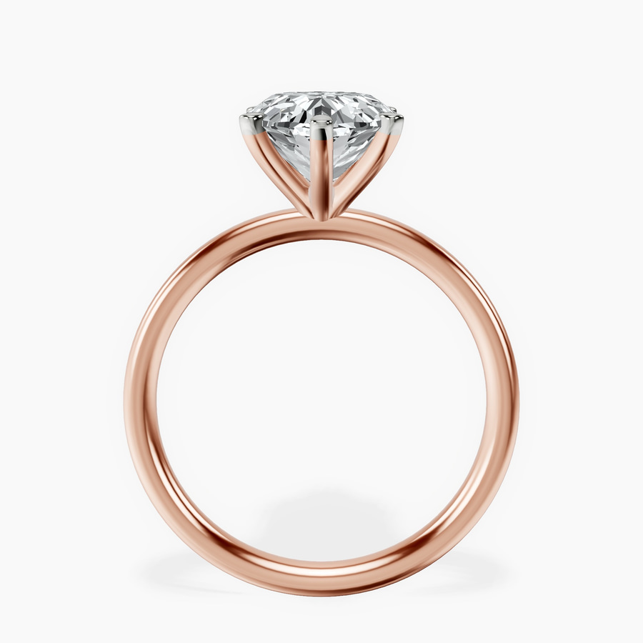 18kt Rose Gold Six Prong Solitaire 2mm Lab Diamond Ring side right image one
