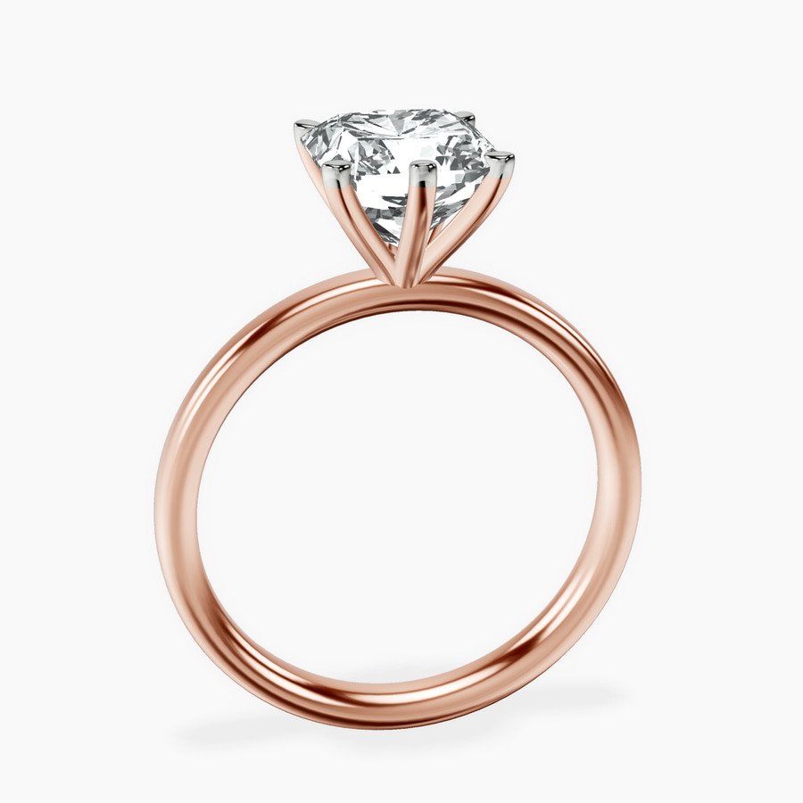 18kt Rose Gold Six Prong Solitaire 2mm Lab Diamond Ring side right image one