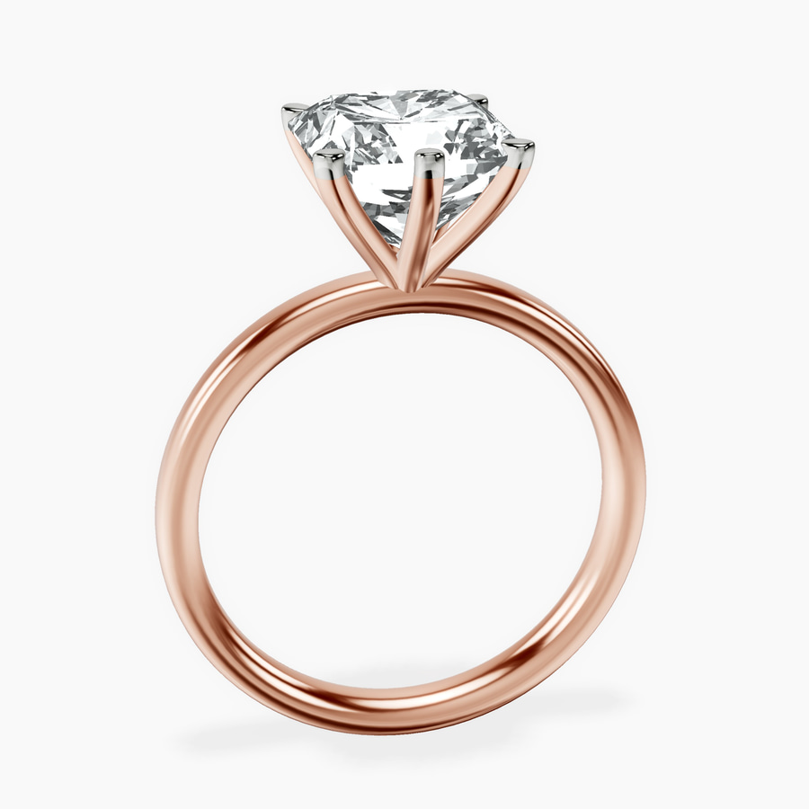 18kt Rose Gold Six Prong Solitaire 2mm Lab Diamond Ring side right image one