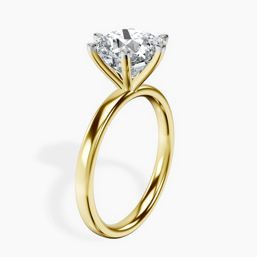 18kt Yellow Gold Six Prong Solitaire 2mm Lab Diamond Ring standing product image one