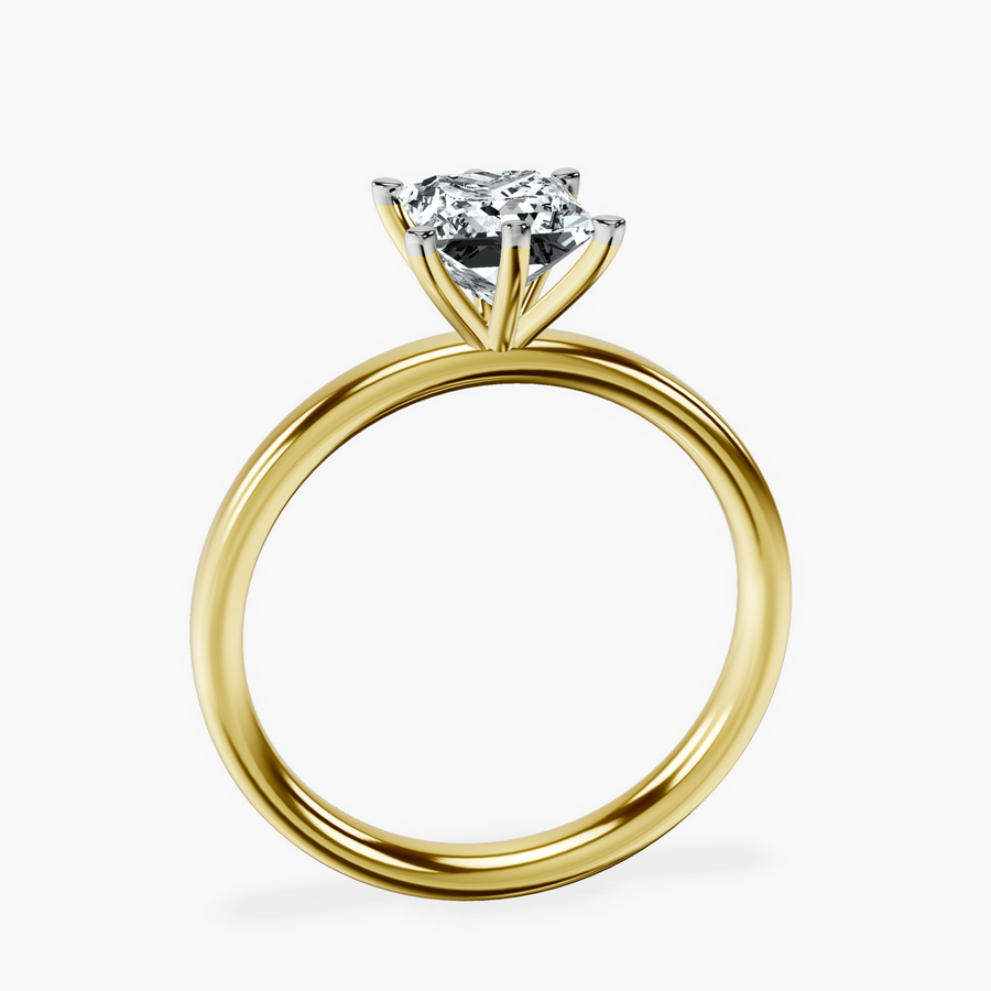 18kt Yellow Gold Six Prong Solitaire 2mm Lab Diamond Ring side right image one