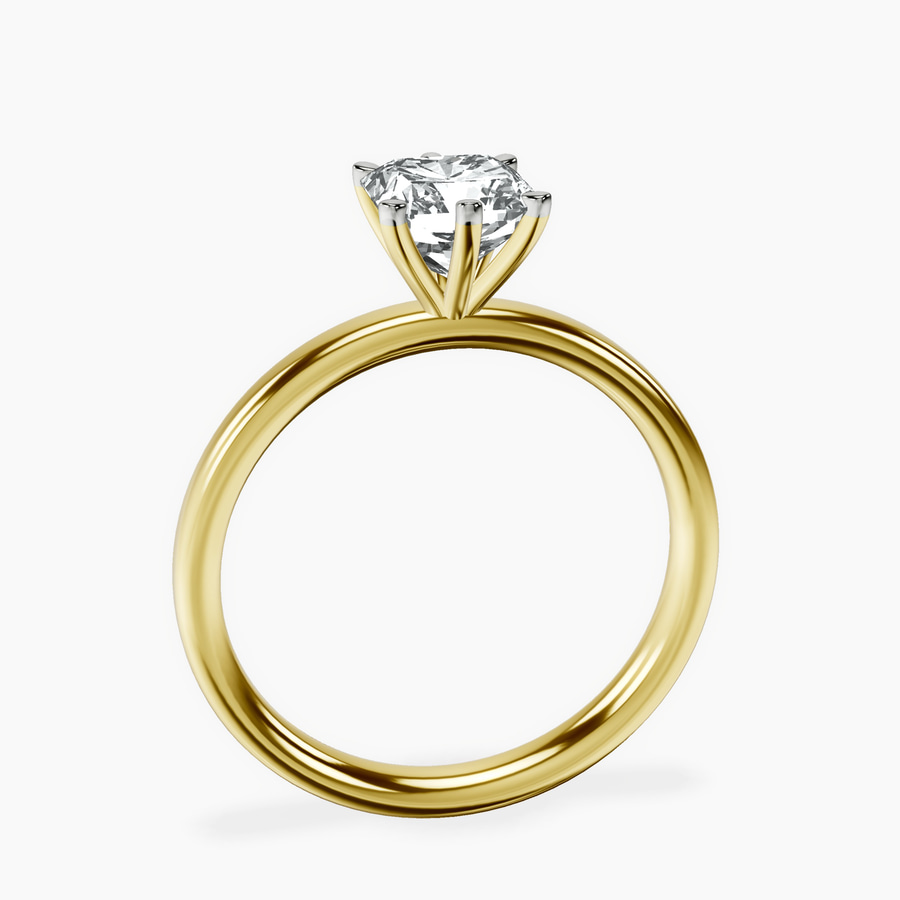 18kt Yellow Gold Six Prong Solitaire 2mm Lab Diamond Ring side right image one