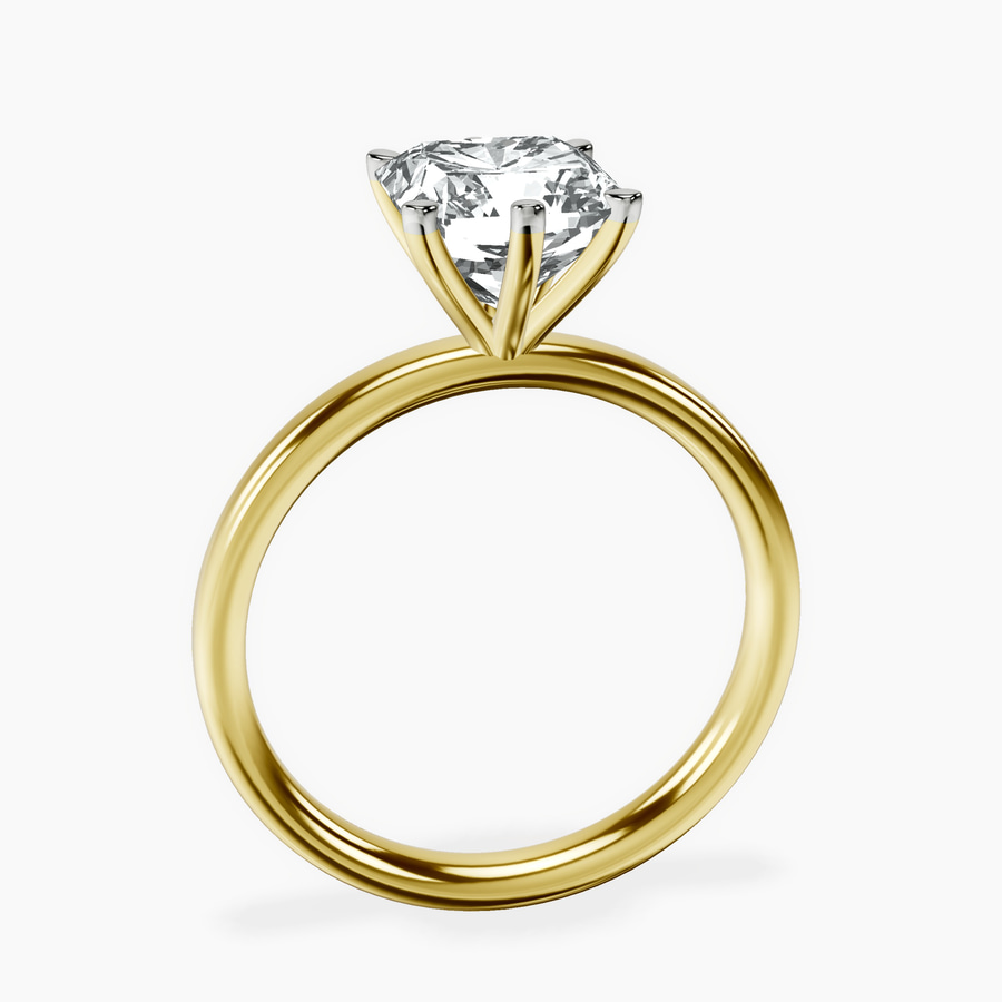 14kt Yellow Gold Six Prong Solitaire 2mm Lab Diamond Ring side right image one