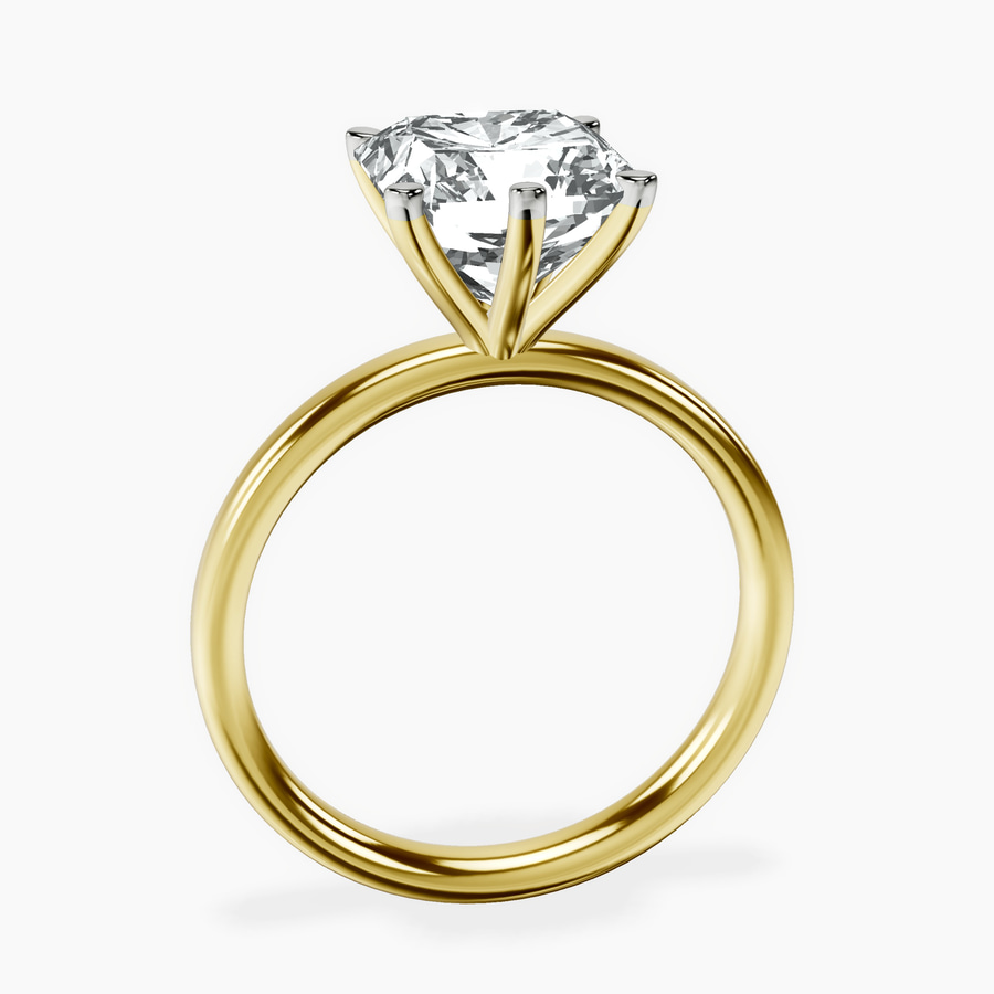 18kt Yellow Gold Six Prong Solitaire 2mm Lab Diamond Ring side right image one