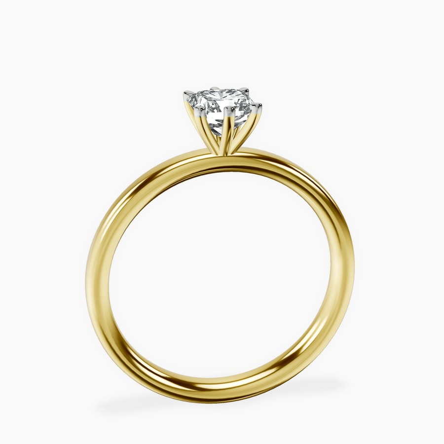 18kt Yellow Gold Six Prong Solitaire 2mm Lab Diamond Ring side right image one