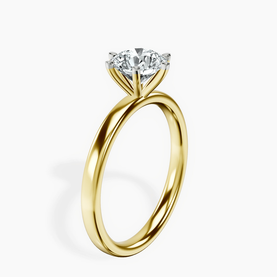 18kt Yellow Gold Six Prong Solitaire 2mm Lab Diamond Ring standing product image one