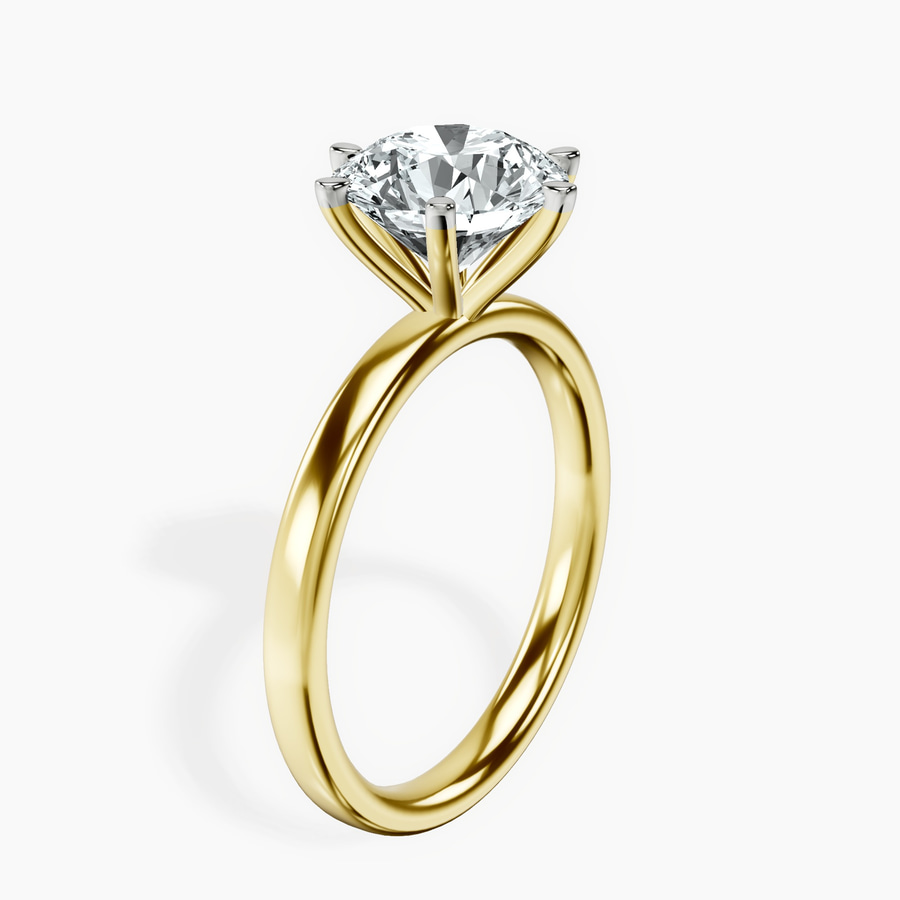 18kt Yellow Gold Six Prong Solitaire 2mm Lab Diamond Ring standing product image one