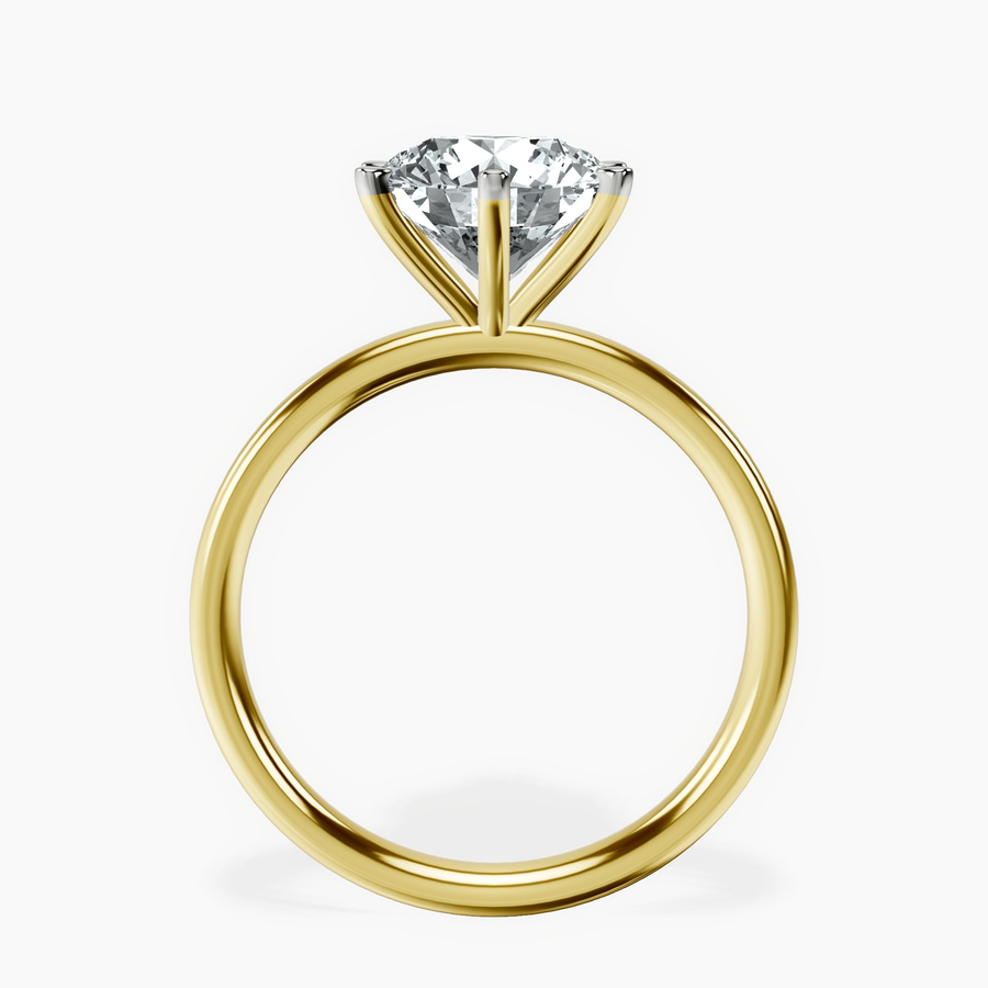 18kt Yellow Gold Six Prong Solitaire 2mm Lab Diamond Ring side right image one