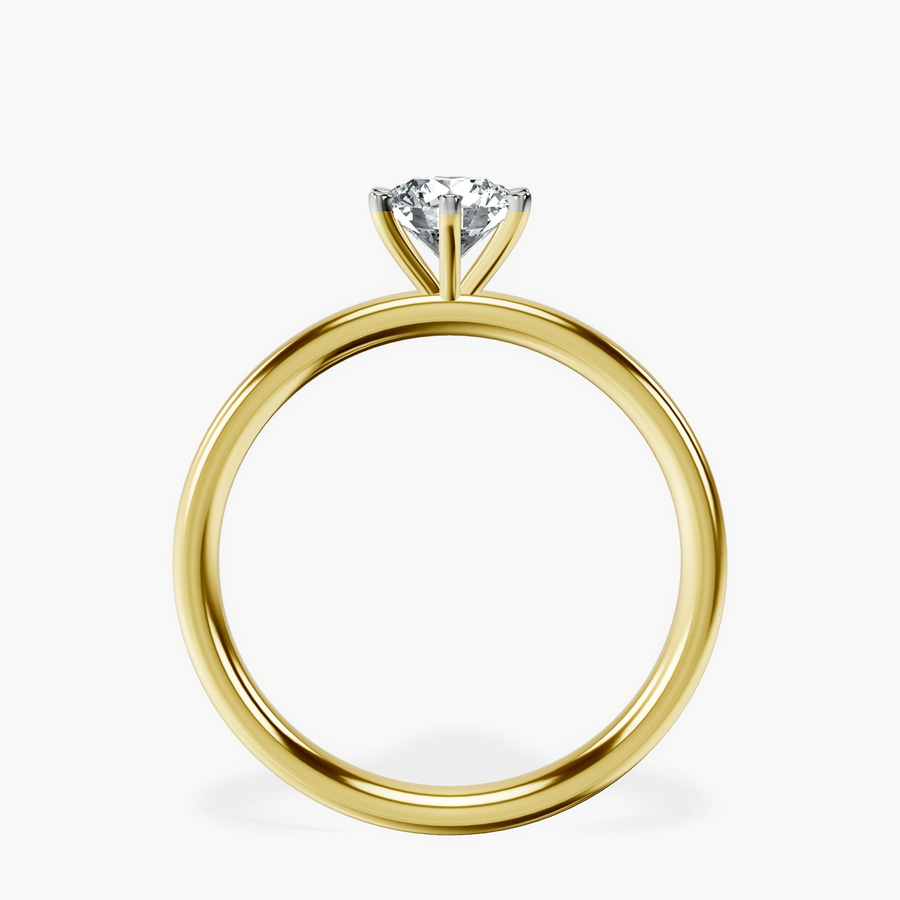 18kt Yellow Gold Six Prong Solitaire 2mm Lab Diamond Ring side right image one