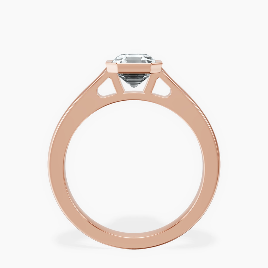 14kt Rose Gold Bezel Set Solitaire Lab Diamond Ring side right image one