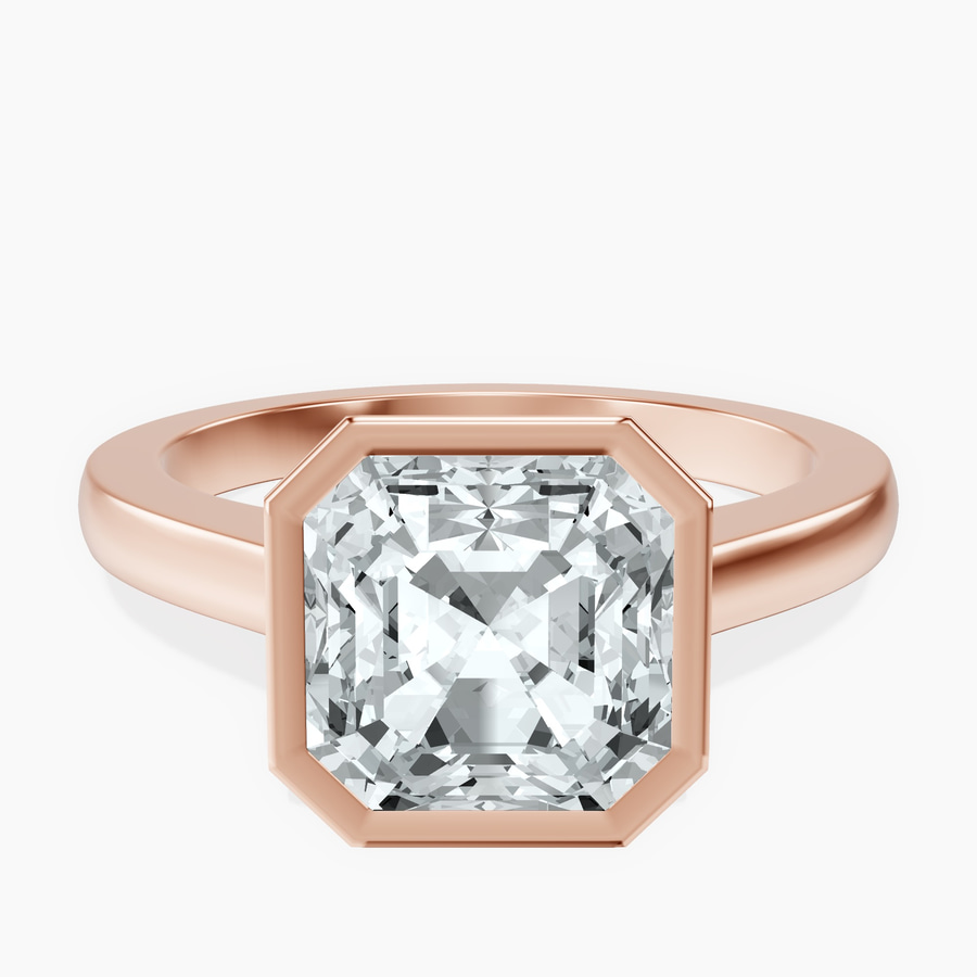 14kt Rose Gold Bezel Set Solitaire Lab Diamond Ring front image
