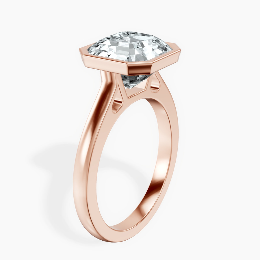 18kt Rose Gold Bezel Set Solitaire Lab Diamond Ring standing product image one