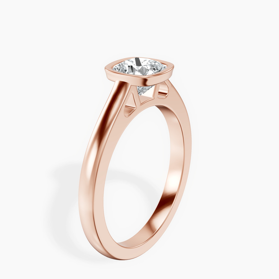 10kt Rose Gold Bezel Set Solitaire Lab Diamond Ring standing product image one