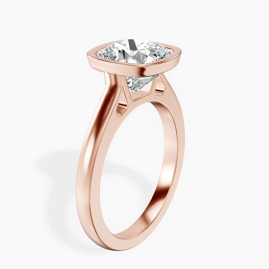 14kt Rose Gold Bezel Set Solitaire Lab Diamond Ring standing product image one