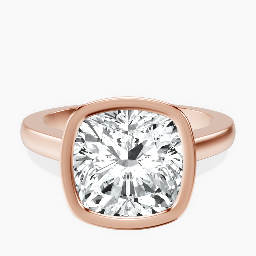 18kt Rose Gold Bezel Set Solitaire Lab Diamond Ring front image