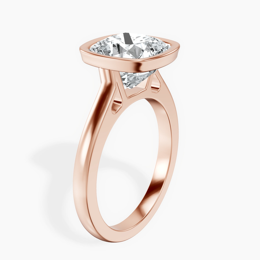 18kt Rose Gold Bezel Set Solitaire Lab Diamond Ring standing product image one