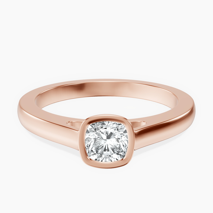 18kt Rose Gold Bezel Set Solitaire Lab Diamond Ring front image