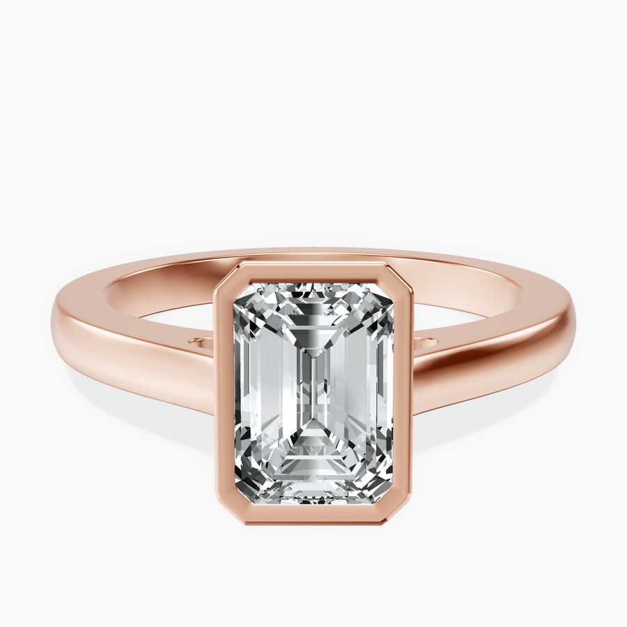 14ct Rose Gold Bezel Set Solitaire Lab Diamond Ring front image