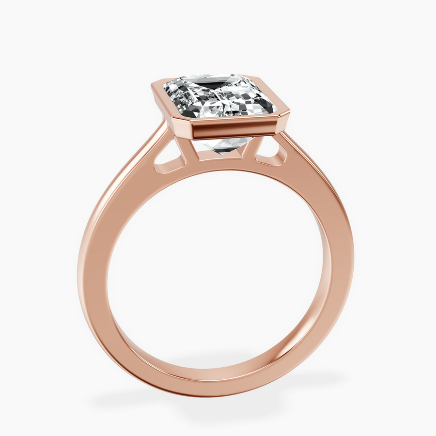 14kt Rose Gold Bezel Set Solitaire Lab Diamond Ring side right image one