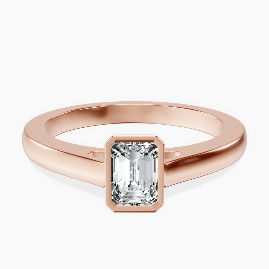 18kt Rose Gold Bezel Set Solitaire Lab Diamond Ring front image