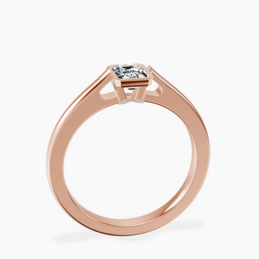 10kt Rose Gold Bezel Set Solitaire Lab Diamond Ring side right image one
