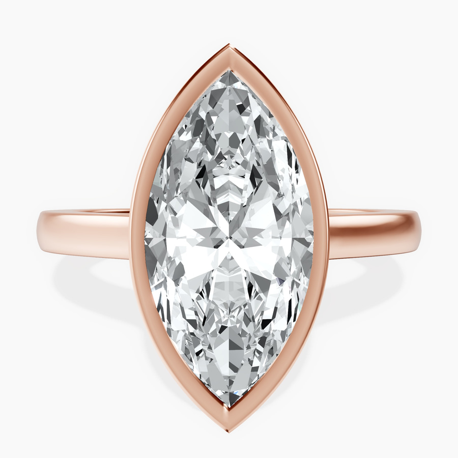 14kt Rose Gold Bezel Set Solitaire Lab Diamond Ring front image