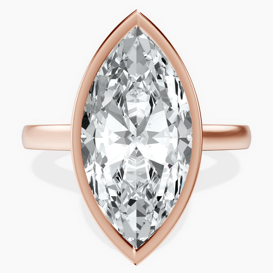 14kt Rose Gold Bezel Set Solitaire Lab Diamond Ring front image