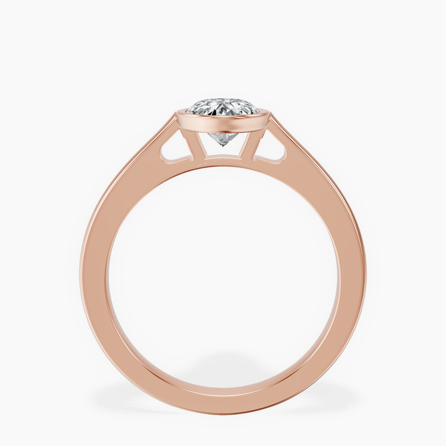 18kt Rose Gold Bezel Set Solitaire Lab Diamond Ring side right image one