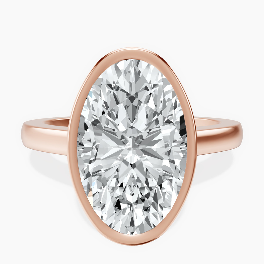 14kt Rose Gold Bezel Set Solitaire Lab Diamond Ring front image