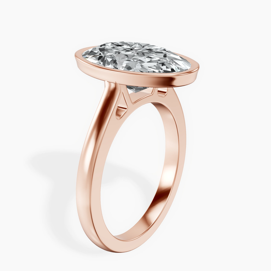 10kt Rose Gold Bezel Set Solitaire Lab Diamond Ring standing product image one