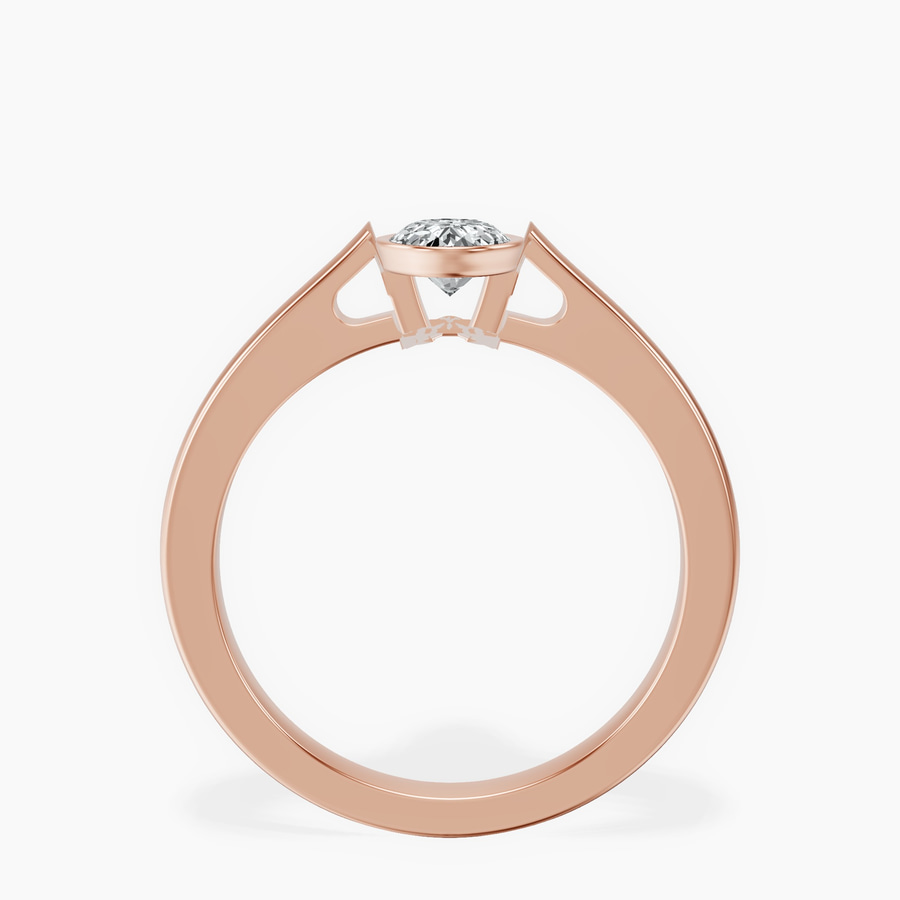 10kt Rose Gold Bezel Set Solitaire Lab Diamond Ring side right image one
