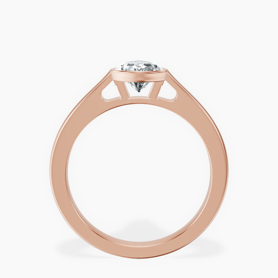 14kt Rose Gold Bezel Set Solitaire Lab Diamond Ring side right image one