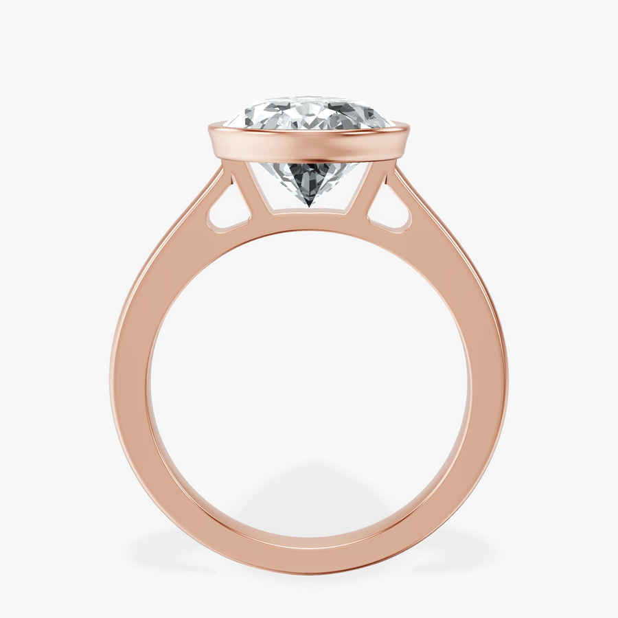 14kt Rose Gold Bezel Set Solitaire Lab Diamond Ring side right image one