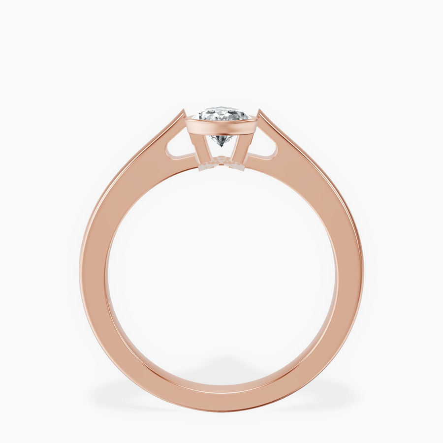 18kt Rose Gold Bezel Set Solitaire Lab Diamond Ring side right image one