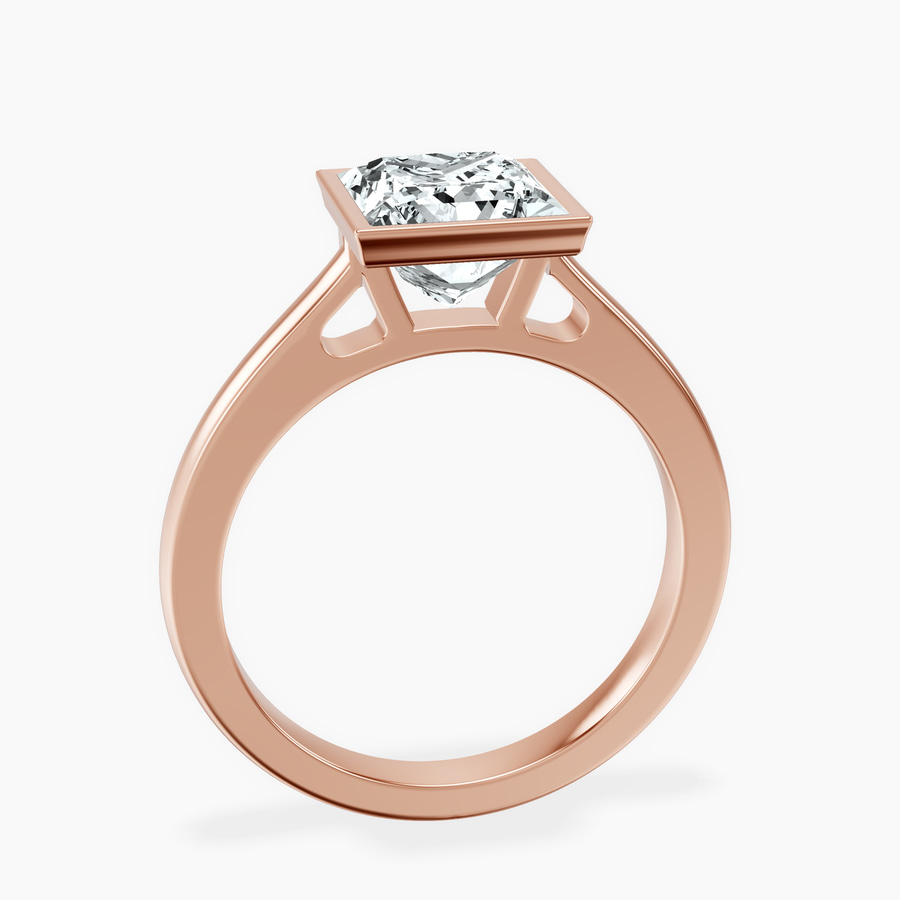 14kt Rose Gold Bezel Set Solitaire Lab Diamond Ring side right image one
