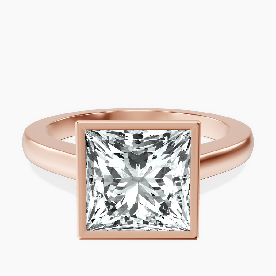 14kt Rose Gold Bezel Set Solitaire Lab Diamond Ring front image